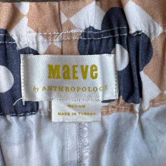 Maeve by Anthropologie Retro Floral Argyle Elastic Waist Paperbag Shorts Size M - Picture 4 of 15